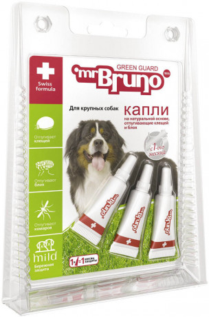 Mr.Bruno капли репеллентные для крупных собак более 30 кг, 3 шт по 4 мл